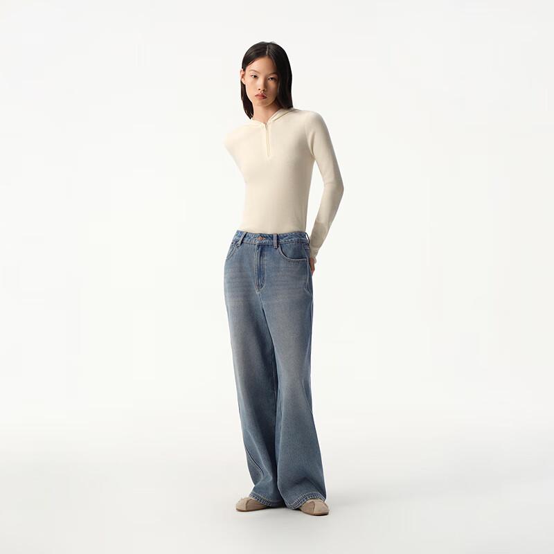 Women's Retro Washed Loose Straight-Leg Jeans