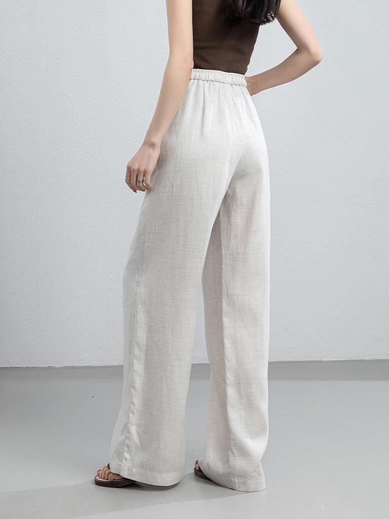 Yifeilaicer Women's Linen Wide-Leg Summer Pants - 2026 Ice Silk Casual Drape
