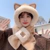 Cute bear hat mask integrated women's autumn and winter cycling to keep warm new rabbit hair windproof hat children's scarf