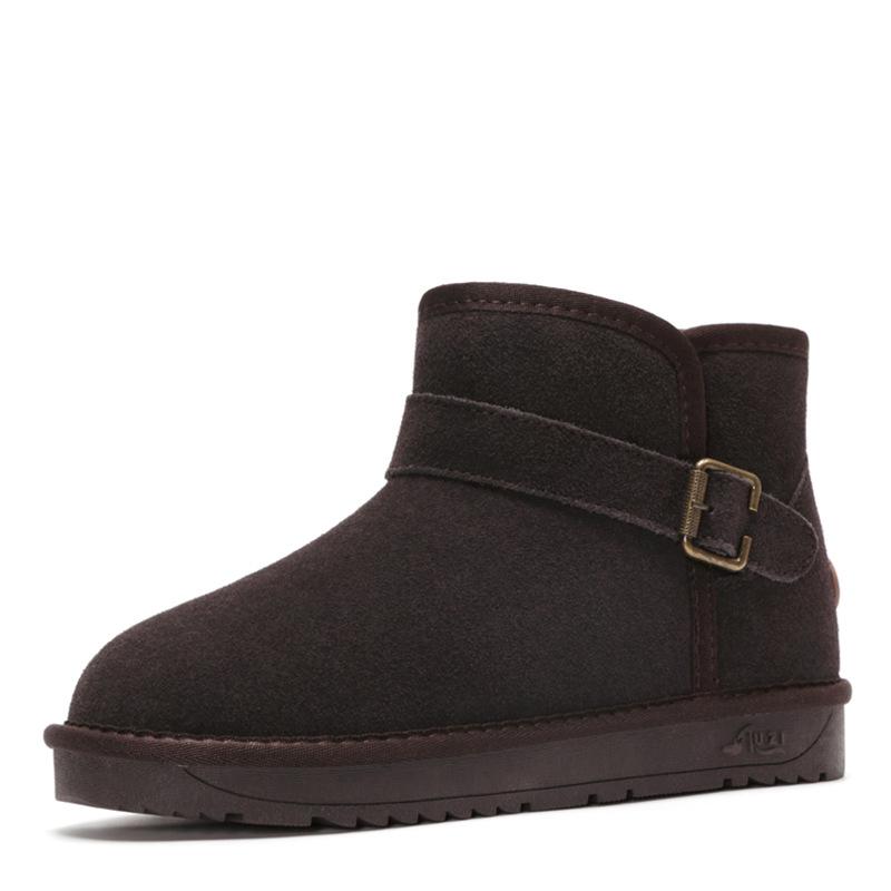 Australia Style Snow Boots Men Genuine Cowhide Leather Warm Fur Plush Insole Shoes Men 'S Winter Buckle Strap Ankle Boots