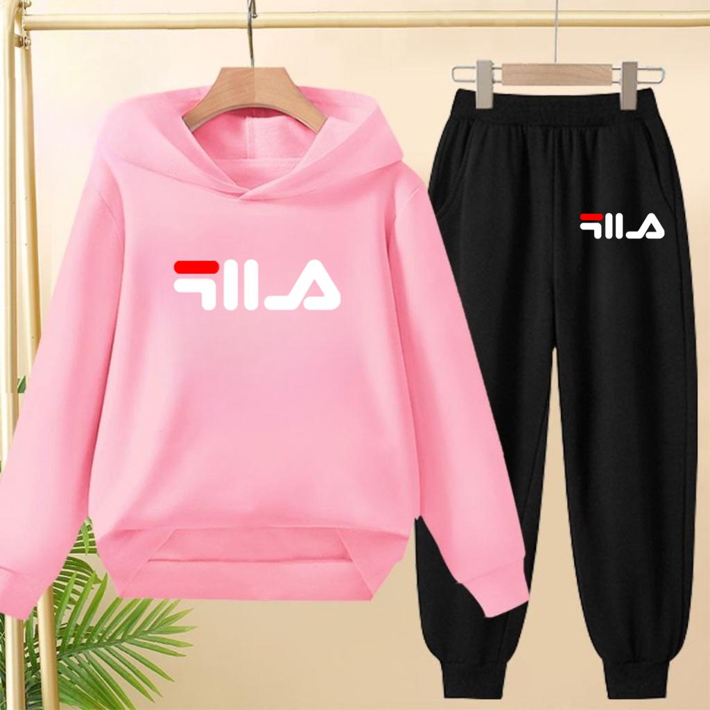 Children's Pullover Pink Coat Hoodie Sweatshirt Top + Pants Boys Girls Toddler 3-12Yrs Clothes Casual Sports Jogging Fashion Set
