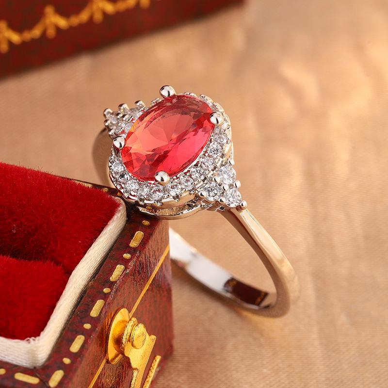 Vintage 925 Silver Red Crystal Zircon Ring – Elegant Bridal Wedding Band,  Engagement Ring for Women, Romantic Love Gift for Her
