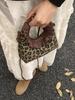 Mädchen Umhängetasche mit Leopardenmuster und Spitze - Neuer koreanischer Retro-Stil für Herbst/Winter 2025