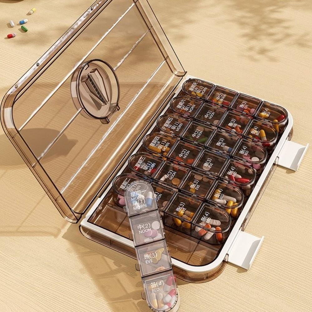 Large Capacity Pill Cutter Box Moisture Resistant Drug Dispensing Case  Elderly Medication