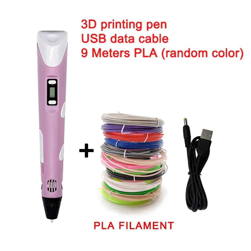 

USB 3D-ручка для рисования 9 м PLA Детская 3D-ручка для граффити Игрушка Умный подарок DIY Инструмент для творчества Подарок на день рождения Рождество PLA consumables&9 Meter розовый