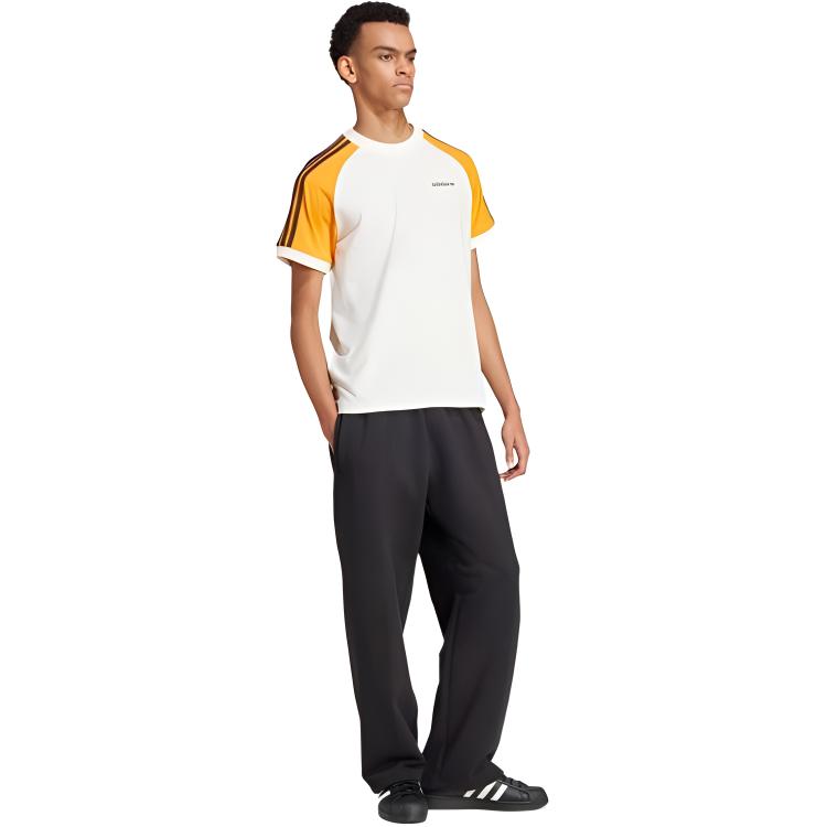 adidas Originals T-shirt Girocollo con Logo a Blocchi di Colore a Righe Uomo Top Han-Giada-Bianco JC6511