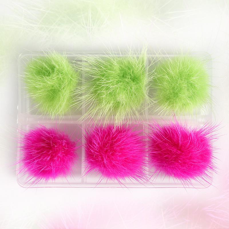 

6 шт./кор. пуховый шарик для ногтей, плюшевый шарик для волос, украшение для ногтей, съемные магниты