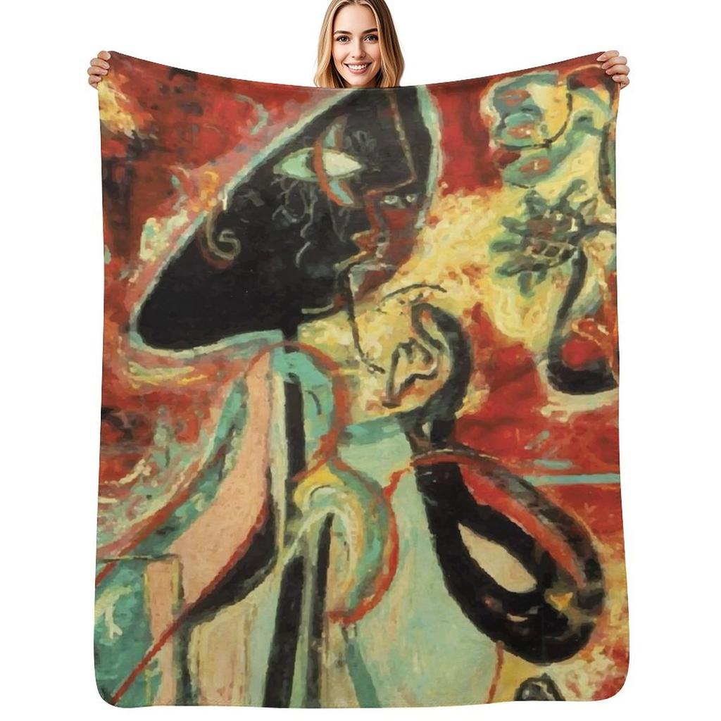 Jackson Pollack Moon Woman Throw Blanket Cozy Throw Blanket for Bed Sofa Chair