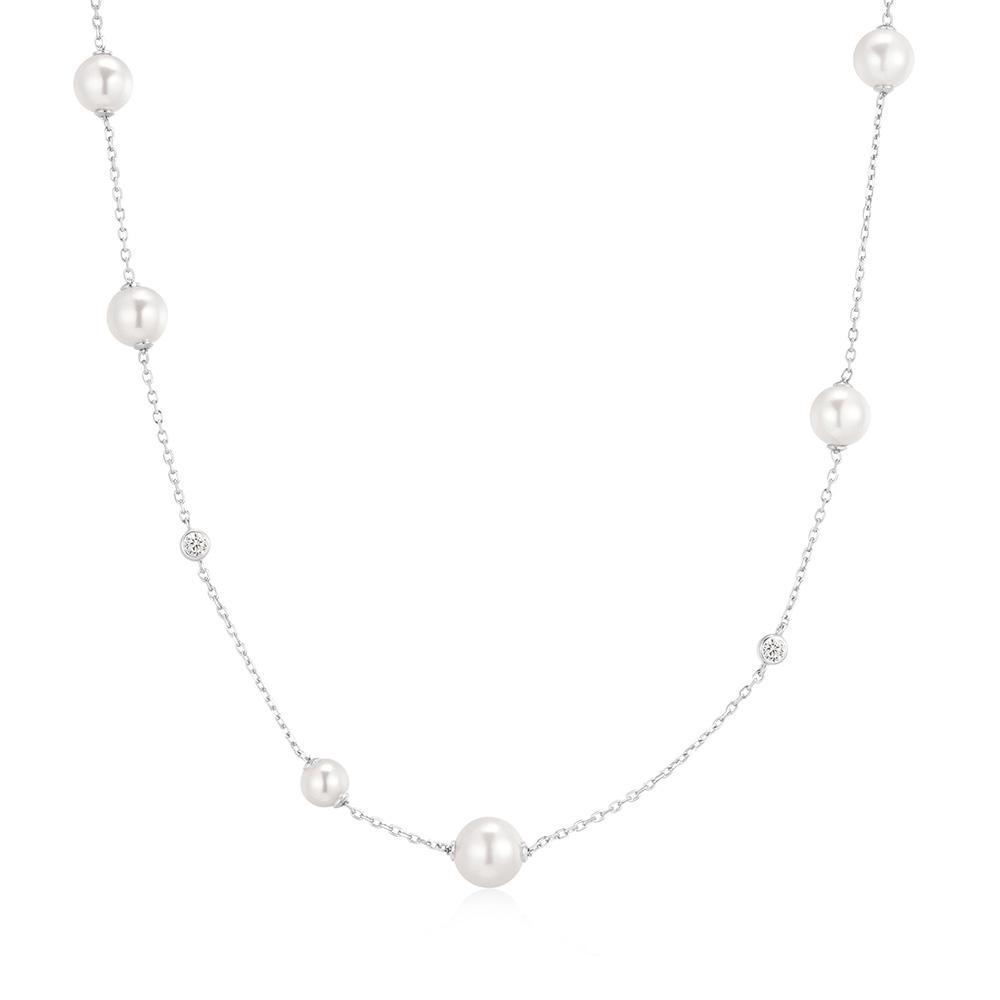 Ania Haie Silver Asymmetrical Shell Pearl Station 925 Silver Necklace N075-05H