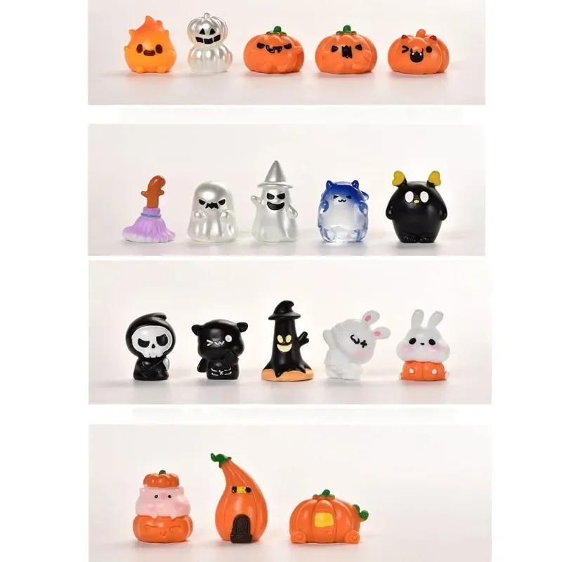 Mini Halloween Figurines Miniature Cute Halloween Ghost Pumpkin Fairy Miniatures Figurines Home Decoration DIY Resin Craft