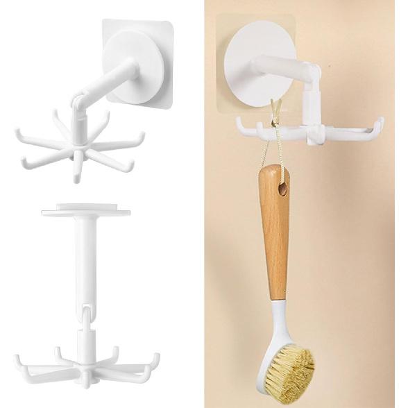 Multifunctional 360 Degree Rotating Hanging Hook Kitchen Organiser 7 Claws Swivels Hook for Bathroom Bedroom and Office