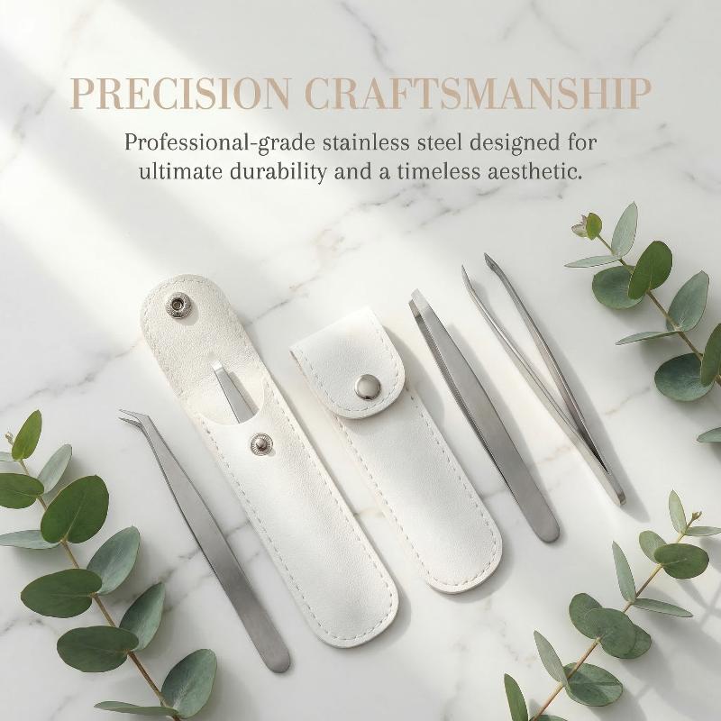 Professional Stainless Steel Eyebrow Tweezers Set For Precise Plucking And Beard Grooming At Home