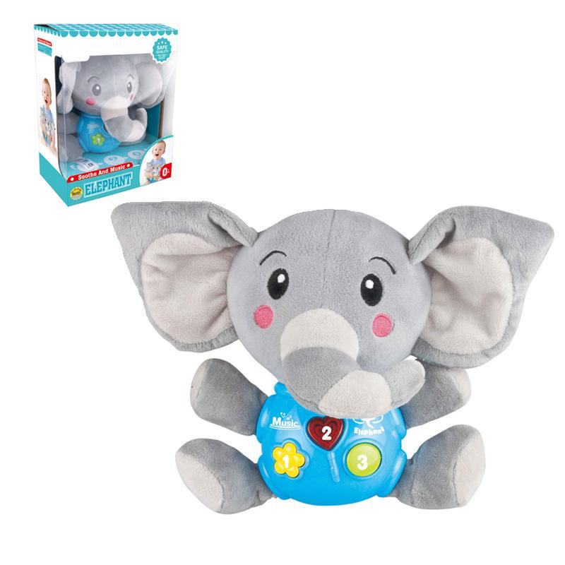 Brinquedos de pelúcia para bebês, elefantes de pelúcia, brinquedos musicais de pelúcia para bebês, brinquedos musicais, presentes para crianças de 0, 3, 6, 9, 12 meses