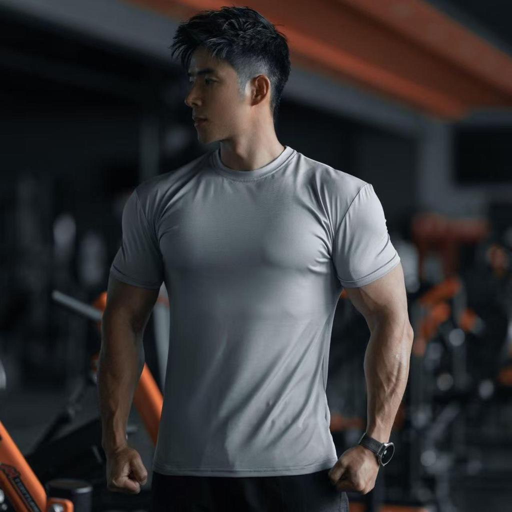 Men's Quick-Dry Short Sleeve Slim Fit Tee for Spring & Summer Sports Fitness