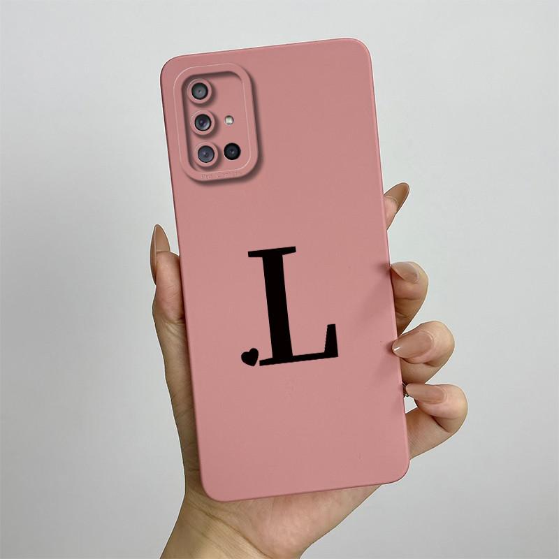 For Samsung Galaxy A51 A71 Case A515F A715F Initial Letters Liquid Silicone Phone Case For Samsung A51 A 31 71 Soft Cover Bumper