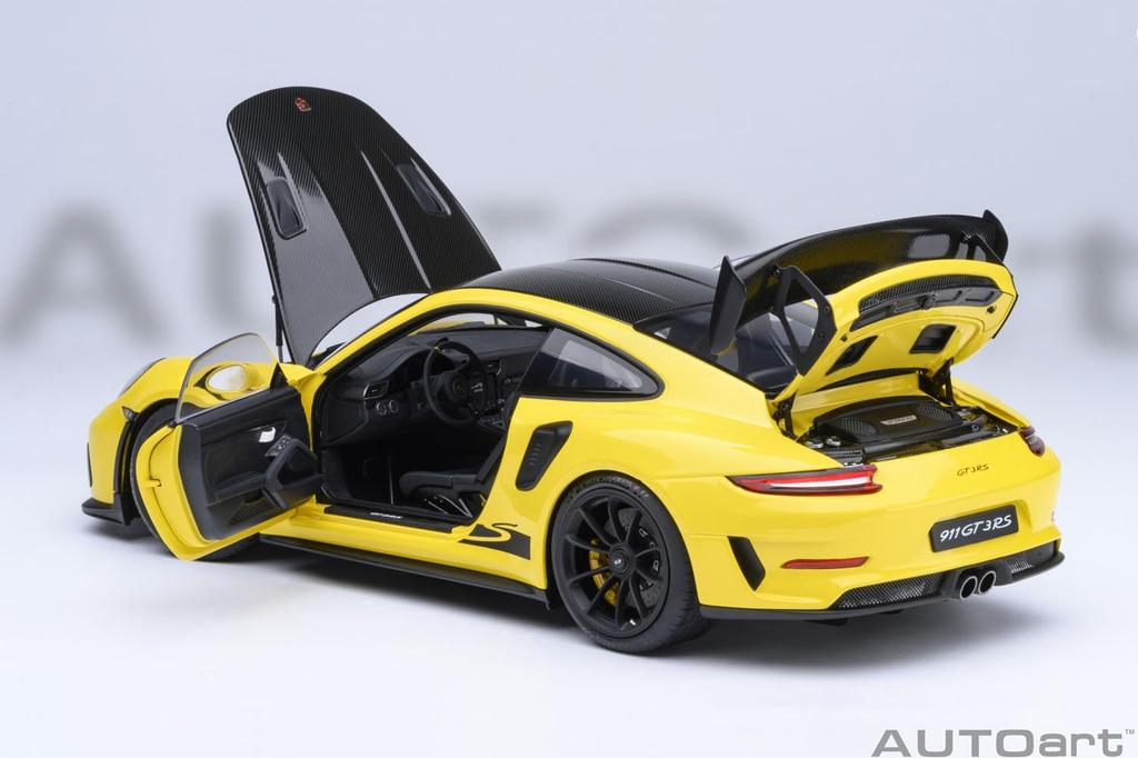 AUTOart Porsche 911 GT3 RS Weissach Package Finished Model 78178 1/18 (991.2) (Yellow/Carbon Black)