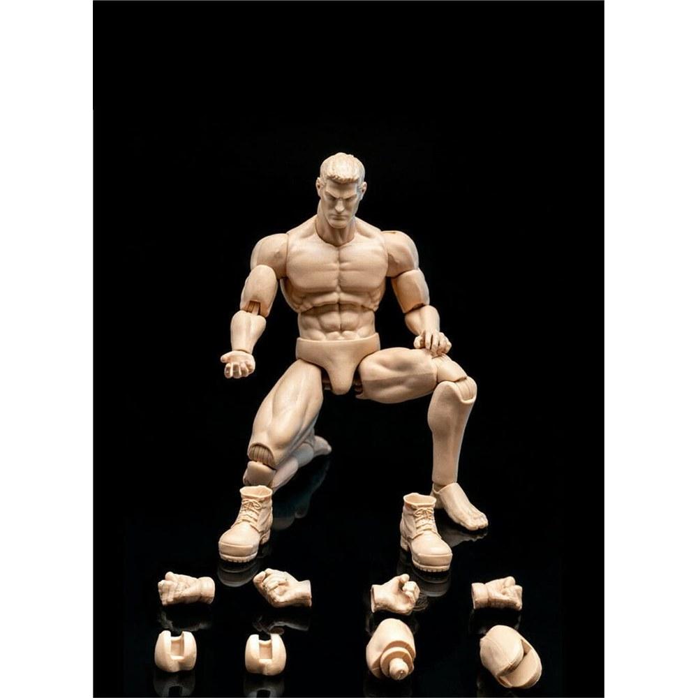 Fremego 1/12 Scale Action Figure Male Body Model White Skin Muscular Flexible Miniature Doll Collection
