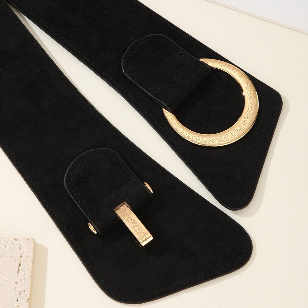 Adjustable Pu Leather Corset Spicy Girl Wide Waistband Retro Suede Belt  Dress