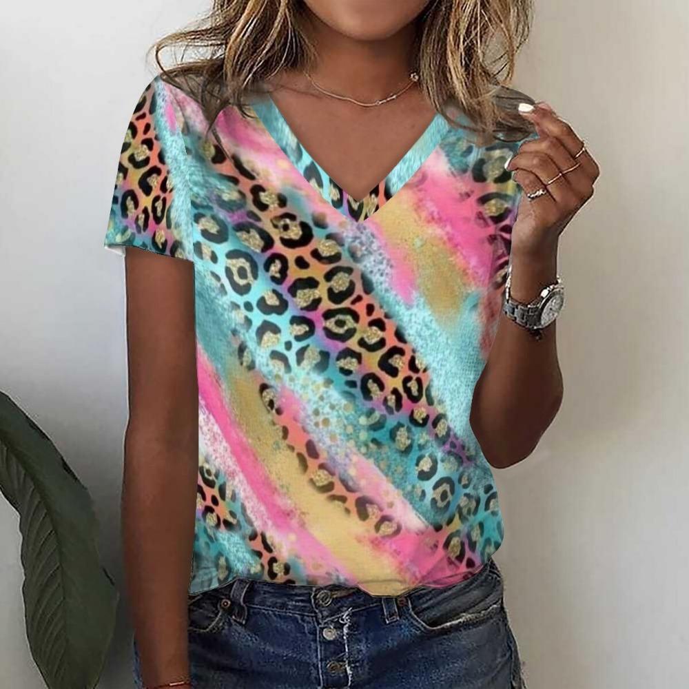 Fashion Sunflower Floral 3D Print Summer Women V-Neck  Harajuku Oversized Streetwear Y2k