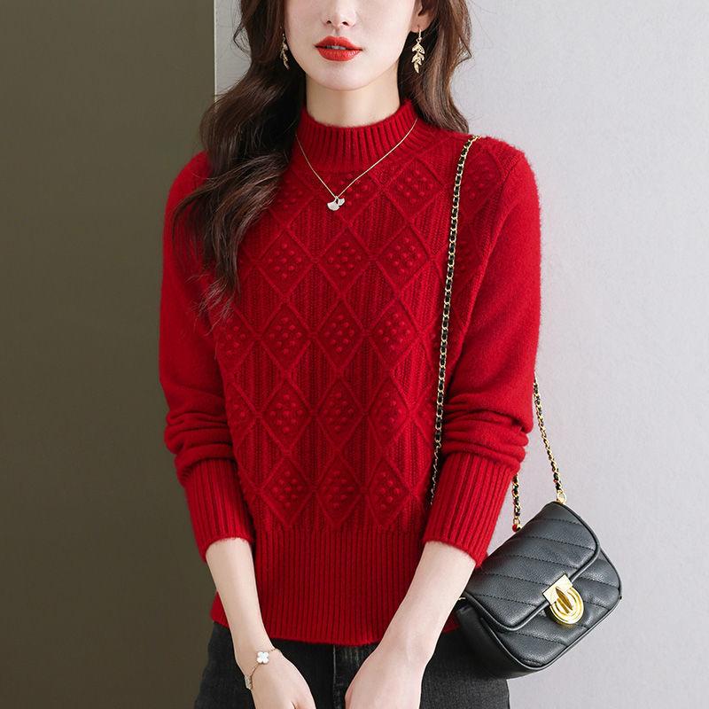 Winter Short Fashion High Neck Loose Sweater Thick Knitted Bottom Top