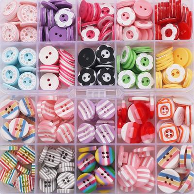 100pcs Boxed Colorful Resin Button Shirt Button Two Eyes and Four Eyes DIY Handmade Material