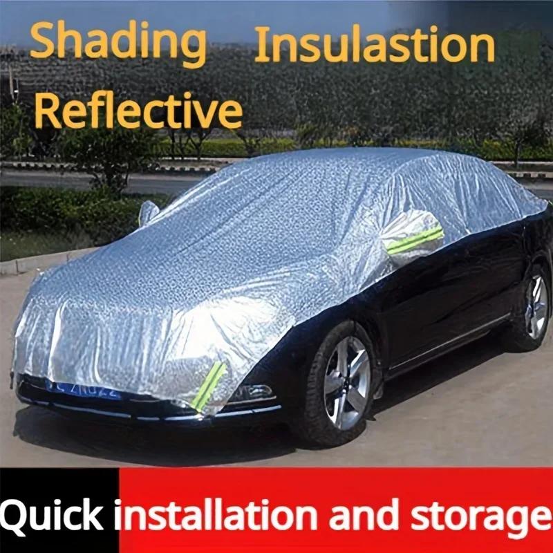 Universal Semi-Car Cover Long Hood Sunshade Outdoor Sun Film Aluminum Hatchback Waterproof for Sedan SUV Models