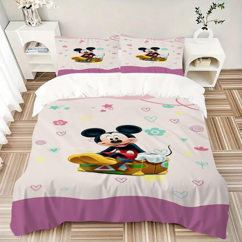 Mickey Mouse Adventure Print 3Pcs Bedding Setduvet Cover With 2 Bedropillowcase Home Birthday Gift