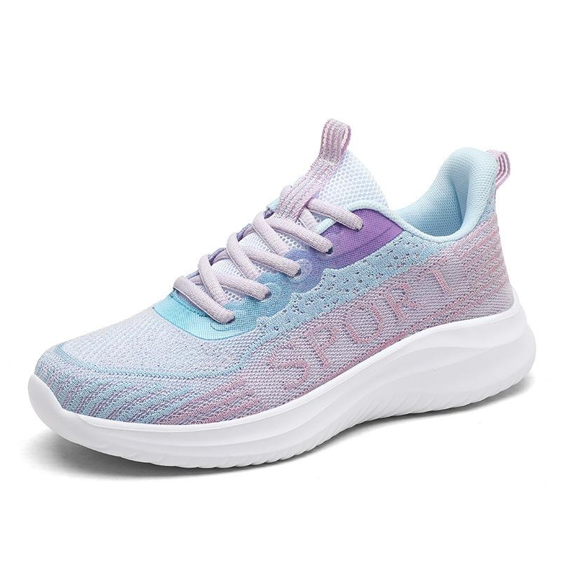 2025 spring and summer new embroidered women's shoes mesh breathable women's sports shoes soft running sole lightweight casual shoes