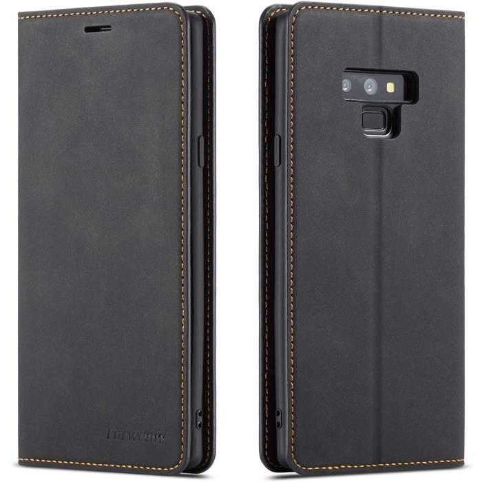 Case - Tenphone - Galaxy Note 9 - Magnetic Protection - Premium Cover - Black Leather