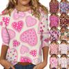 Women's Valentine's Day Print Fashion Casual 3/4 Sleeve Round Neck Top