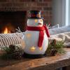 Christmas Party Supplies Snowman Candle Holder, Decorative Metal Candlestick Ornament with Top Table Fireplace Entrance Decor Hat And Scarf