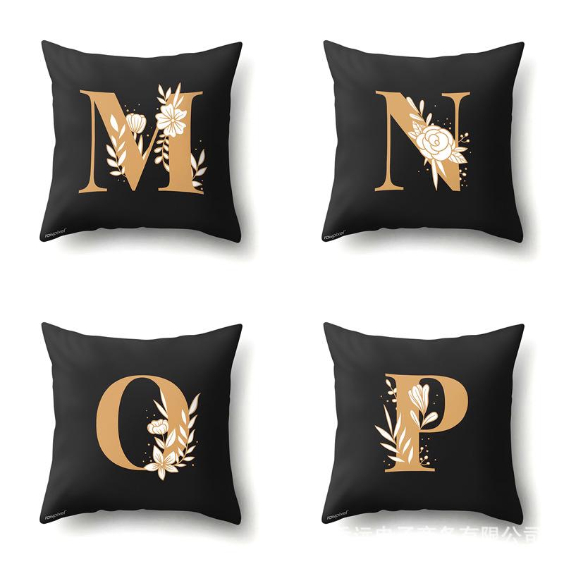 Polyester Kissenbezug Autodekoration Zuhause 26 Englische Buchstaben Gedruckt Taillenkissen Sofakissenbezug