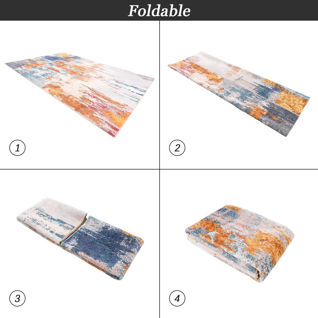 NOAHAS Modern Abstract Rugs Fluffy Vintage Area Rug for Living Room Bedroom Carpet Home Decor