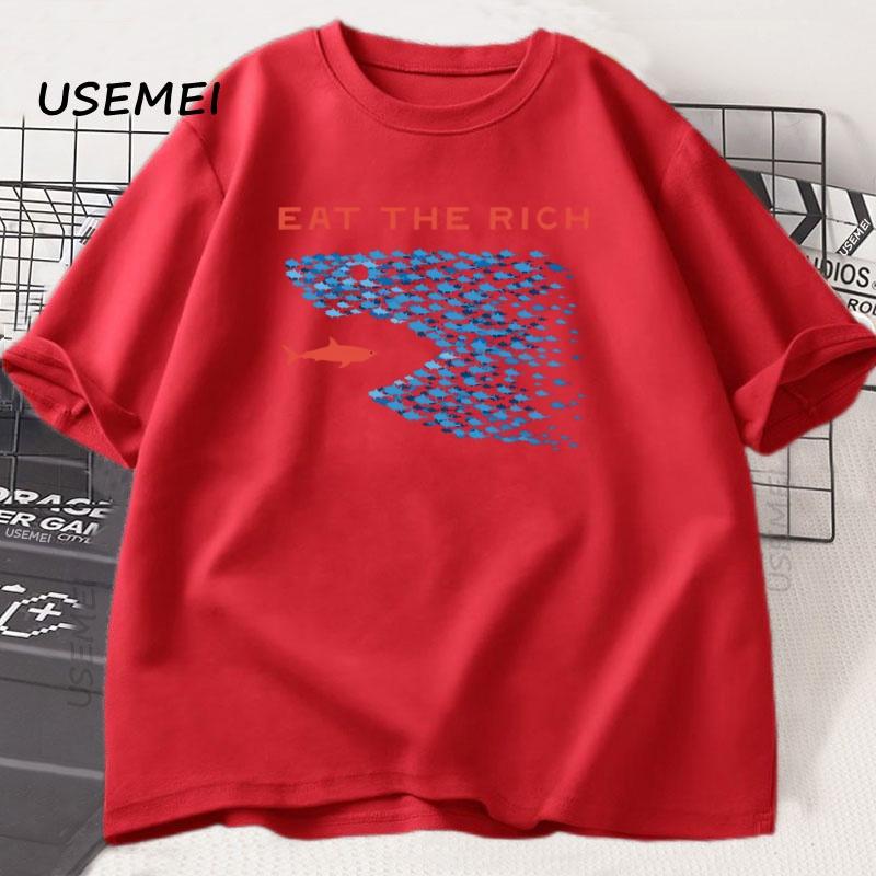 

Eat The Rich T Shirt Men Women Funny Cotton Short-sleeve T-shirt Streetwear Printed TShirt Casual Funny Tops Male Clothes M
