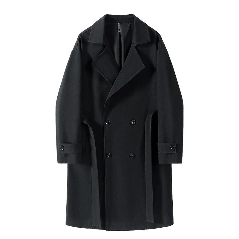 2026 Autumn Men Cotton Padded Trench Coat Men Streetwear Windbreaker Handsome Retro Trenchcoat Men Thick Business Loose Overcoat