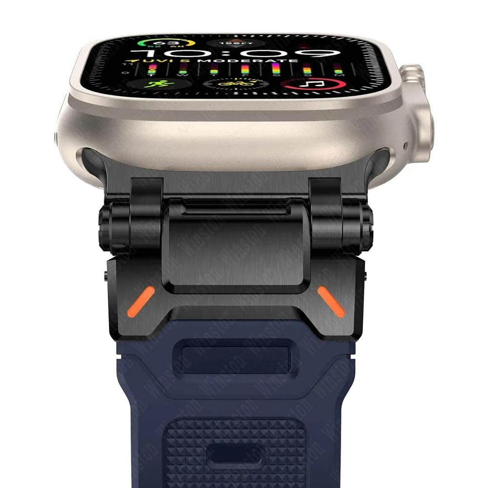 Watchband Rubber Strap for Apple Watch Band Ultra 2 1 49mm 45mm 44mm 42mm Soft Silicone Bracelet for IWatch Series 9 8 7 6 SE 5 4 Correa