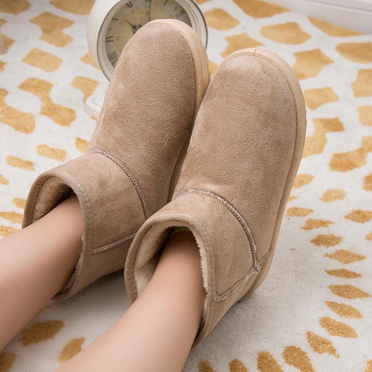 Winter new snow boots velvet thickened medium tube short boots student flat-bottomed short tube thick-soled cotton shoes