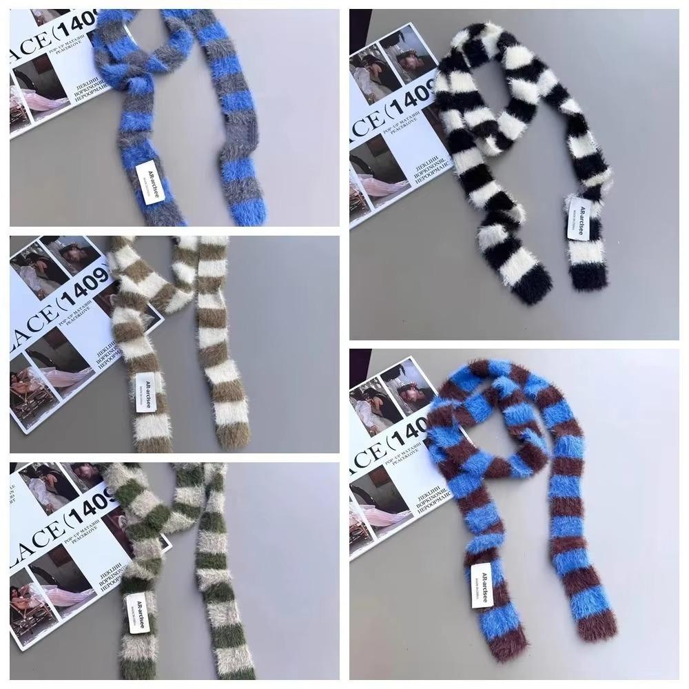 Knitted Wool Sausage Thin Scarf Y2 Neck Scarves Fashion Plush Long Narrow Scarves  Autumn Winter