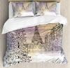 Eiffel Tower Comfortable Duvet Quilt Cover Pillowcase Bedding Set Children Bedroom Decoration Home Textile