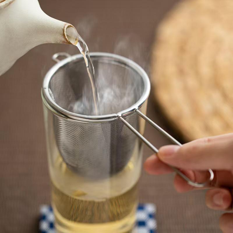 Stainless Steel Mesh Tea  Coffee Infuser - Single Ear, Outdoor Dregs Remover 304 Stainless Mesh with 430 Handle - Bare