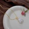 Angel baby design, big baroque necklace, natural pearl, special-shaped versatile necklace, retro sweater chain.