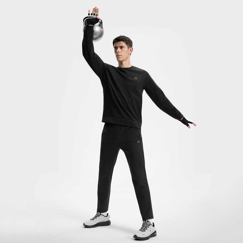 FILA Fitness Series Simple Classic Sports Casual Versatile Comfortable Loose Knit Pullover Sweatshirt Men sweatshirt A11M541205FBK