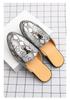 Cross-Snake Pattern Men's Driving Moccasins: Large, Backless Leather Summer Loafers