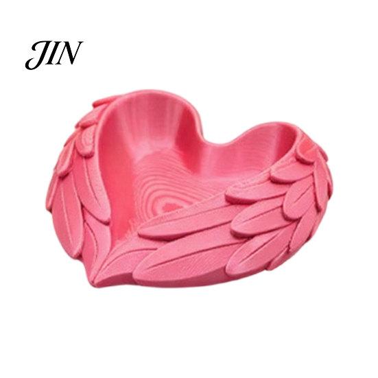 Smooth Edge Jewelry Holder 3D Printed Heart Shaped Tray, Wing Girlish Dressing Table Organizer Organizer, Vanity for Rings Earrings Necklaces