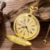 Herren Goldene Runde Taschenuhr Vintage Kette Quarz Taschenuhr Souvenir Geschenk