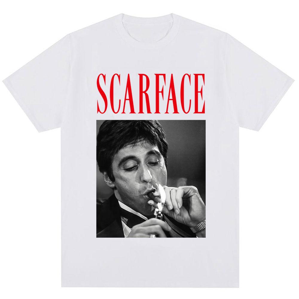 Film Gangster Scarface Al Pacino T-shirts Herrar Damer Mode Vintage T-shirts Överdimensionerad Bomull Casual T-shirt