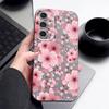 Pink Peach Blossom Case For Samsung S26 Ultra S25 Edge S24 S23 Plus S22 S21 FE A15 A16 A17 A35 A36 A54 A55 A56 A57 5G Leather Texture Soft Cover