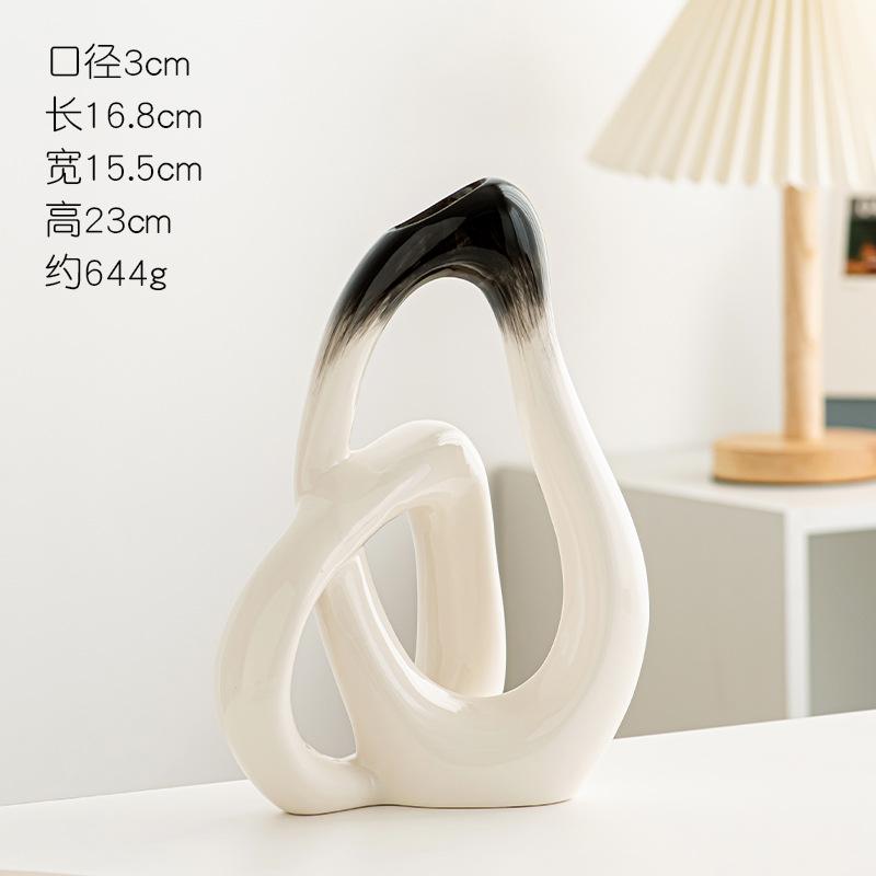 Creative Irregular Shaped Hollow Ceramic Vase Living Room Countertop Decoration Twisted Ceramic Flower Vase Interior Decoration