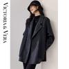 Women's Wool Blend Lapel Blazer Coat