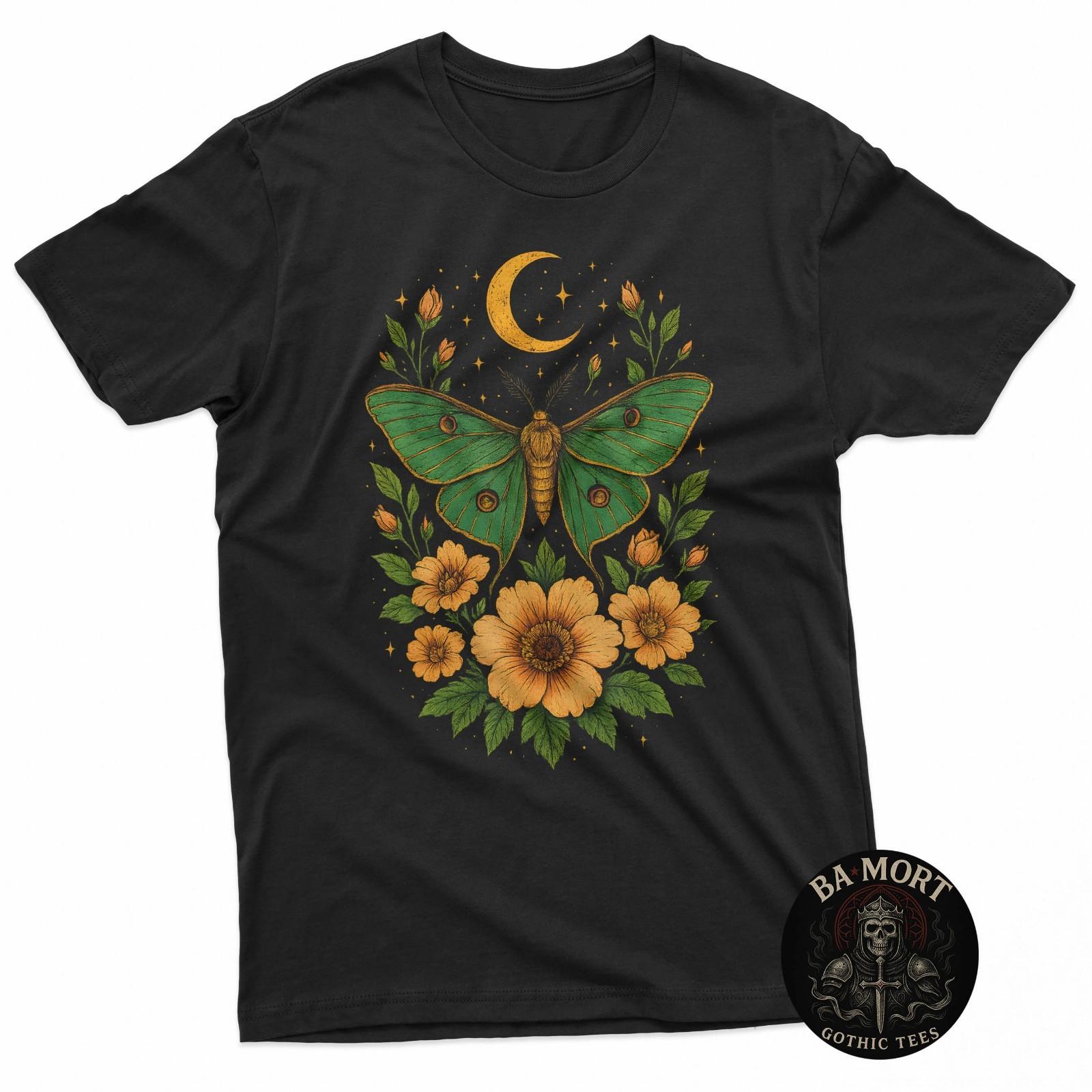 Goblincore Moth And Butterfly Moonphases Flowers Cottagecore T-Shirt Unisex T-Shirt M
